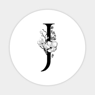 Letter J Monogram - Floral Initial Magnet